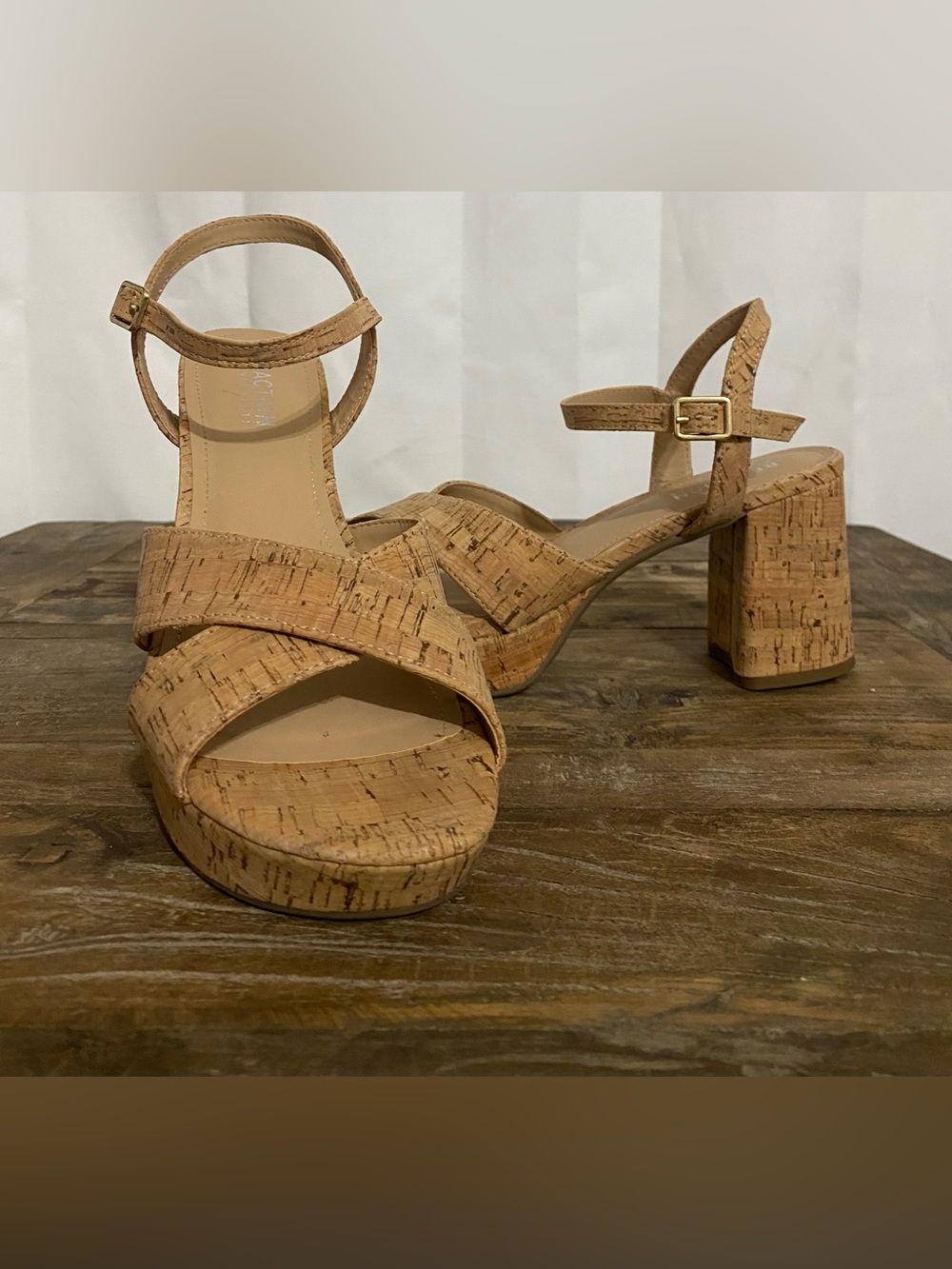 Kenneth Cole Reaction Cork Platform Sandals - Tan